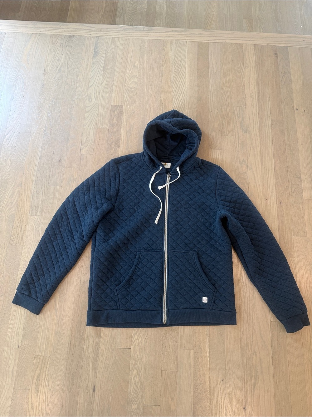 Marine Layer Navy Quilted Navy Zip-Up Hoodie Sweatshirt XL